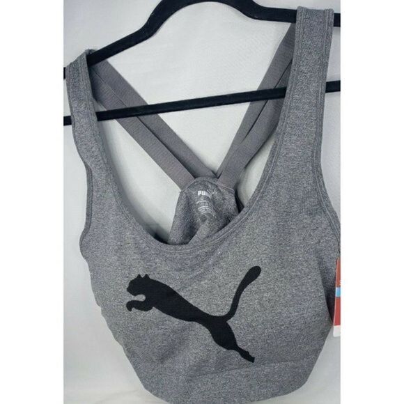 PUMA Women's Seamless Sports Bra Dry Cell Size X Large Color Gray Black Puma New - Picture 2 of 12